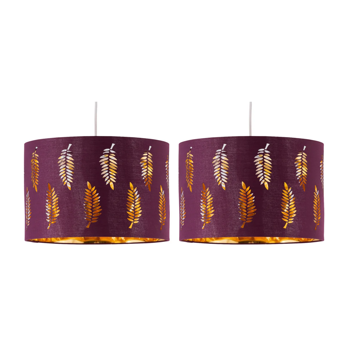 Set Of 2 Fern Burgundy Cut Out 25cm Pendant Lightshades - Burgundy – image 1