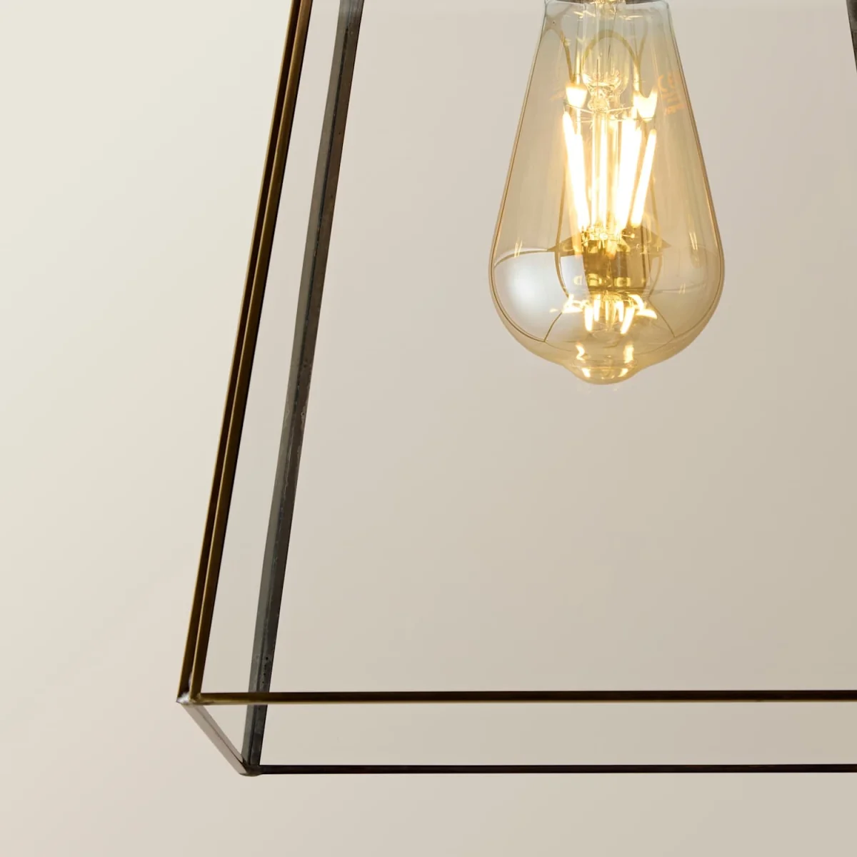 Susie Glass Lantern Lamp Shade 3 Drop Diner Ceiling Pendant Light - Brushed Brass / 3 – image 4