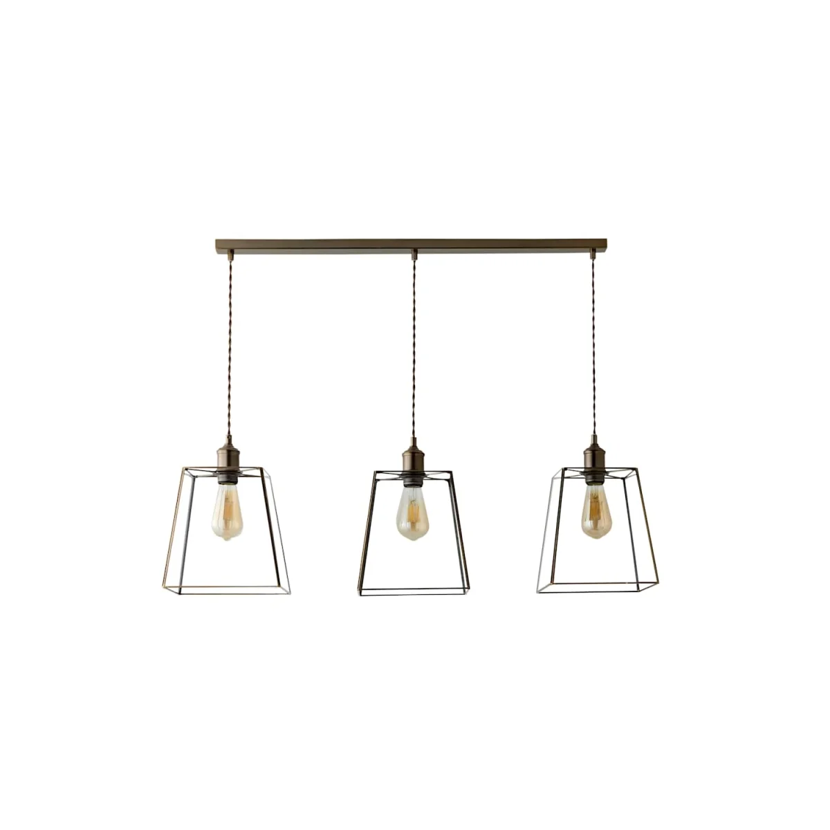 Susie Glass Lantern Lamp Shade 3 Drop Diner Ceiling Pendant Light - Brushed Brass / 3 – image 6