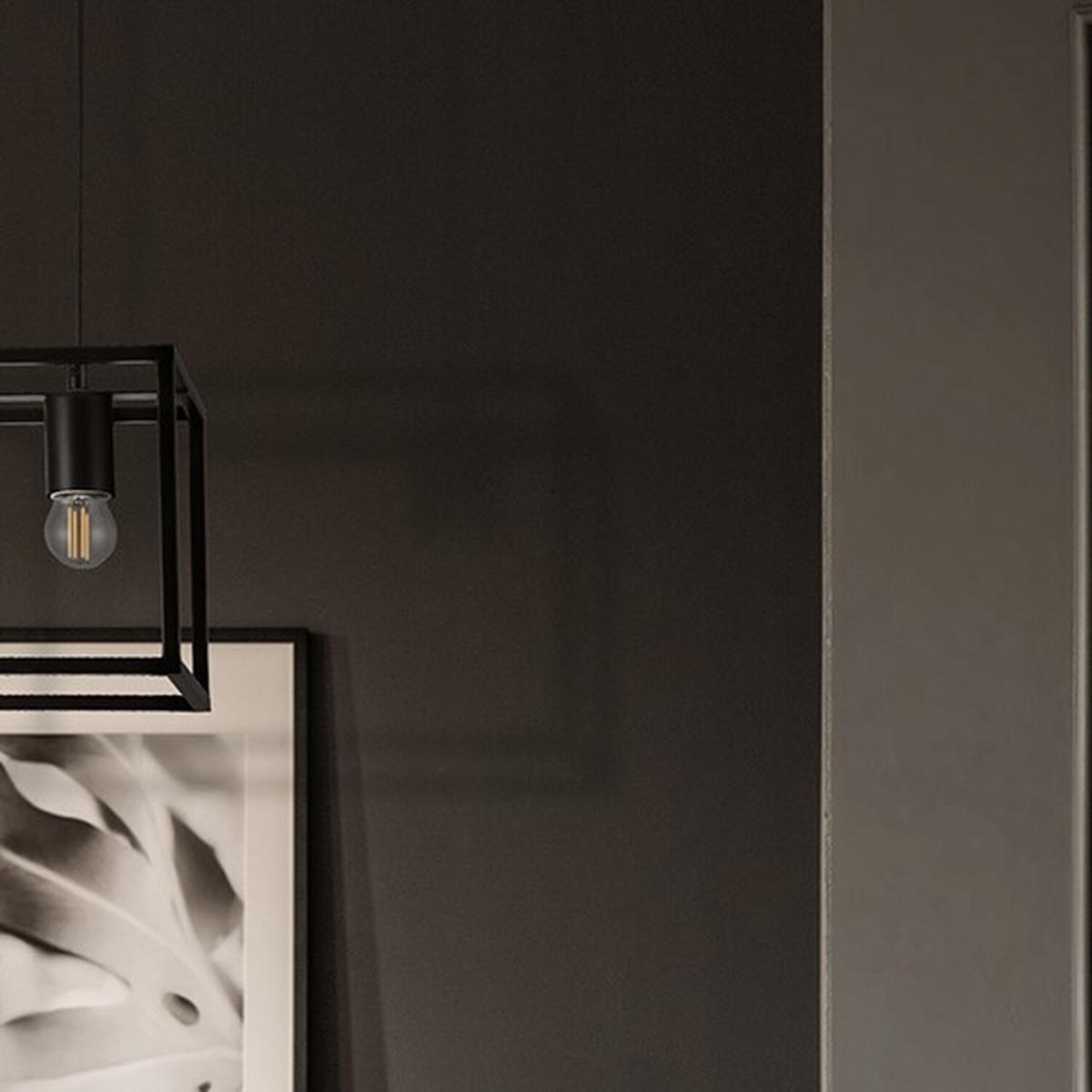 CGC DIU Black Rectangular Cube Metal Pendant Ceiling Light Adjustable Black Cord - black – image 3