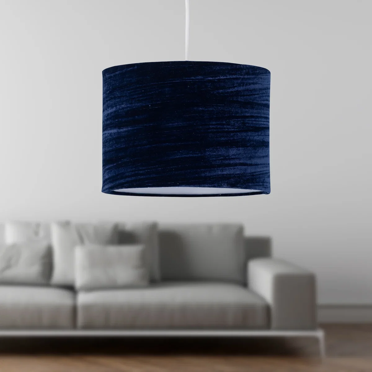 Navy Blue Crushed Velvet 25cm Pendant Lightshade - Blue – image 4