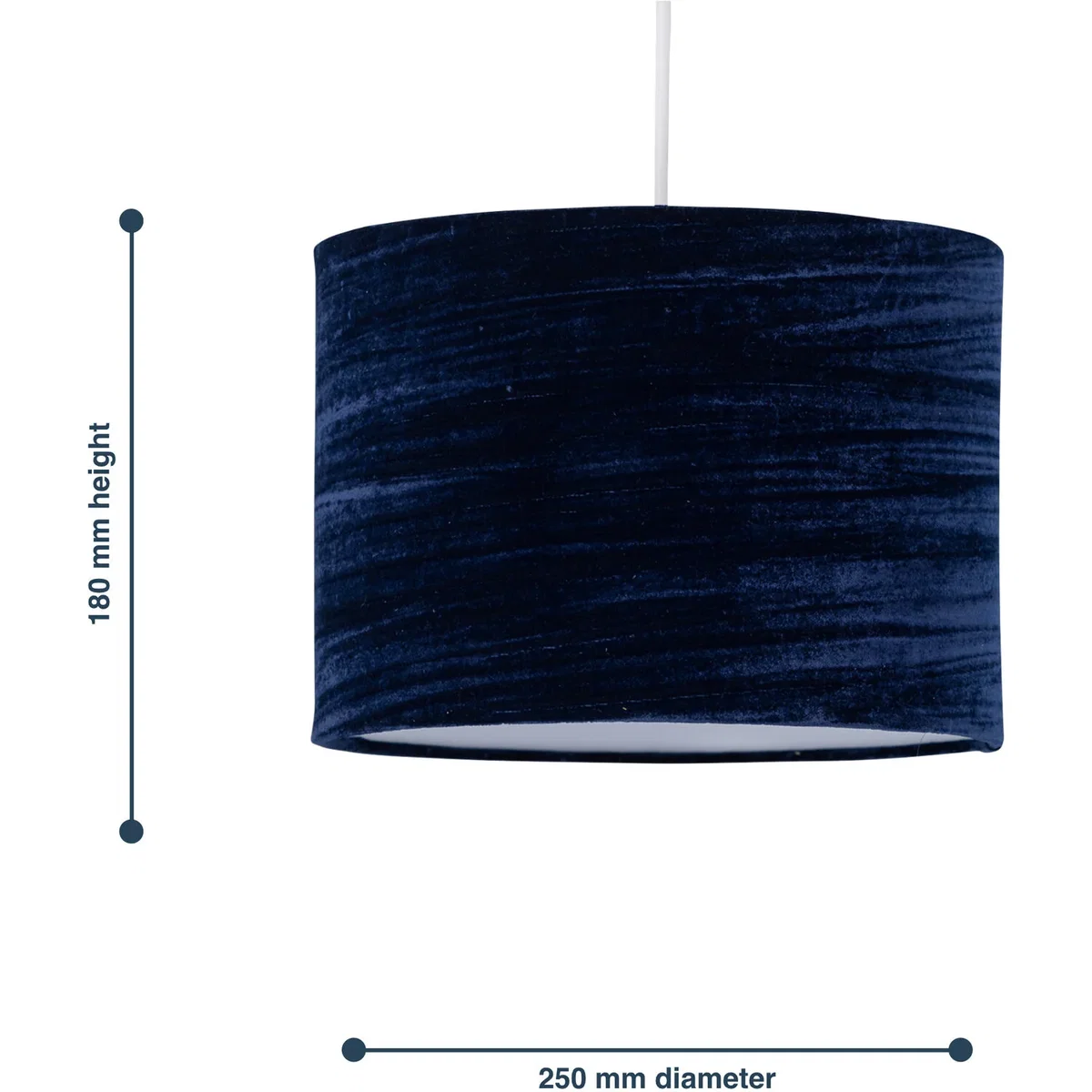 Navy Blue Crushed Velvet 25cm Pendant Lightshade - Blue – image 6