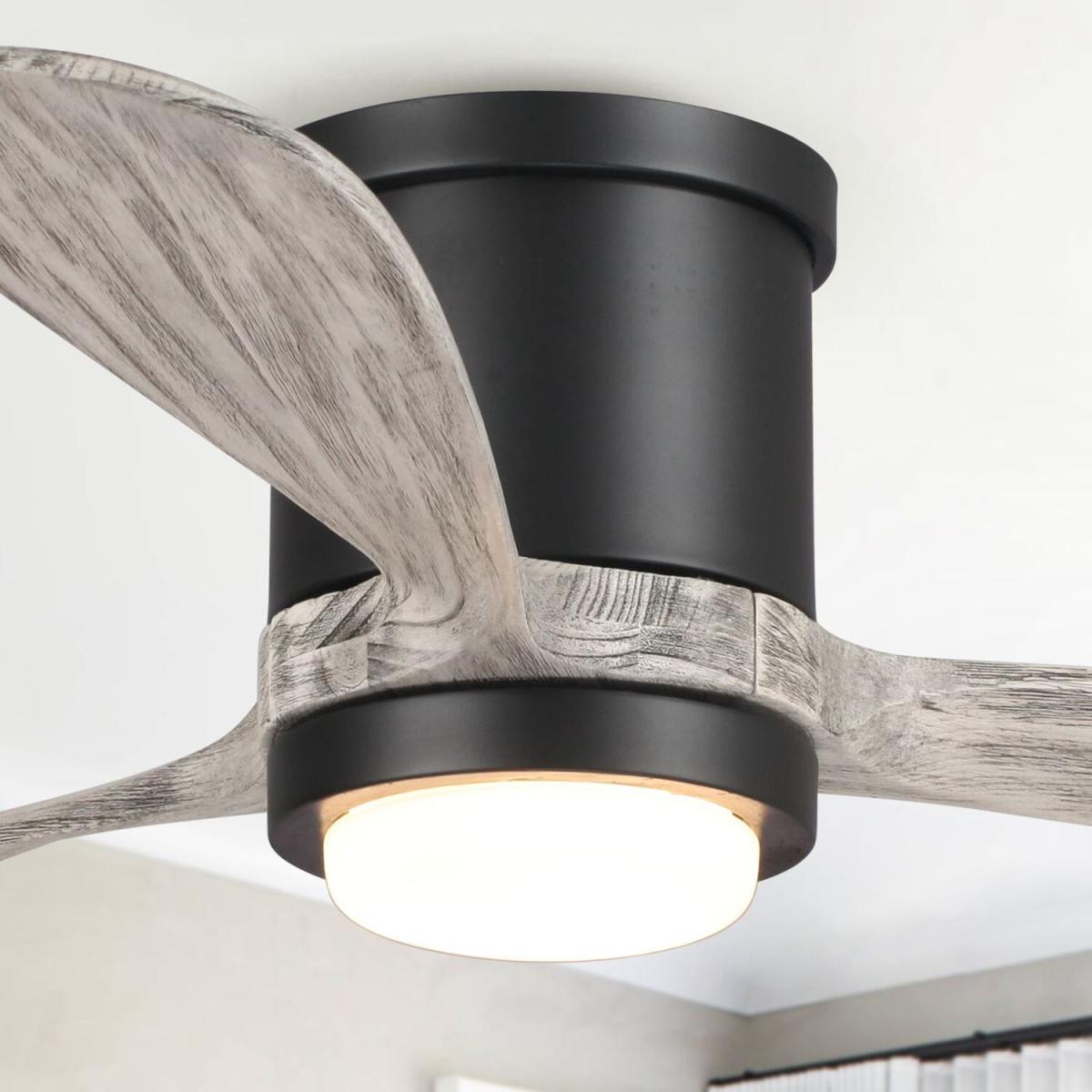 Flush Mount Ceiling Fan with Light, 3 Blades Indoor LED Lighting Fan - Black – image 9