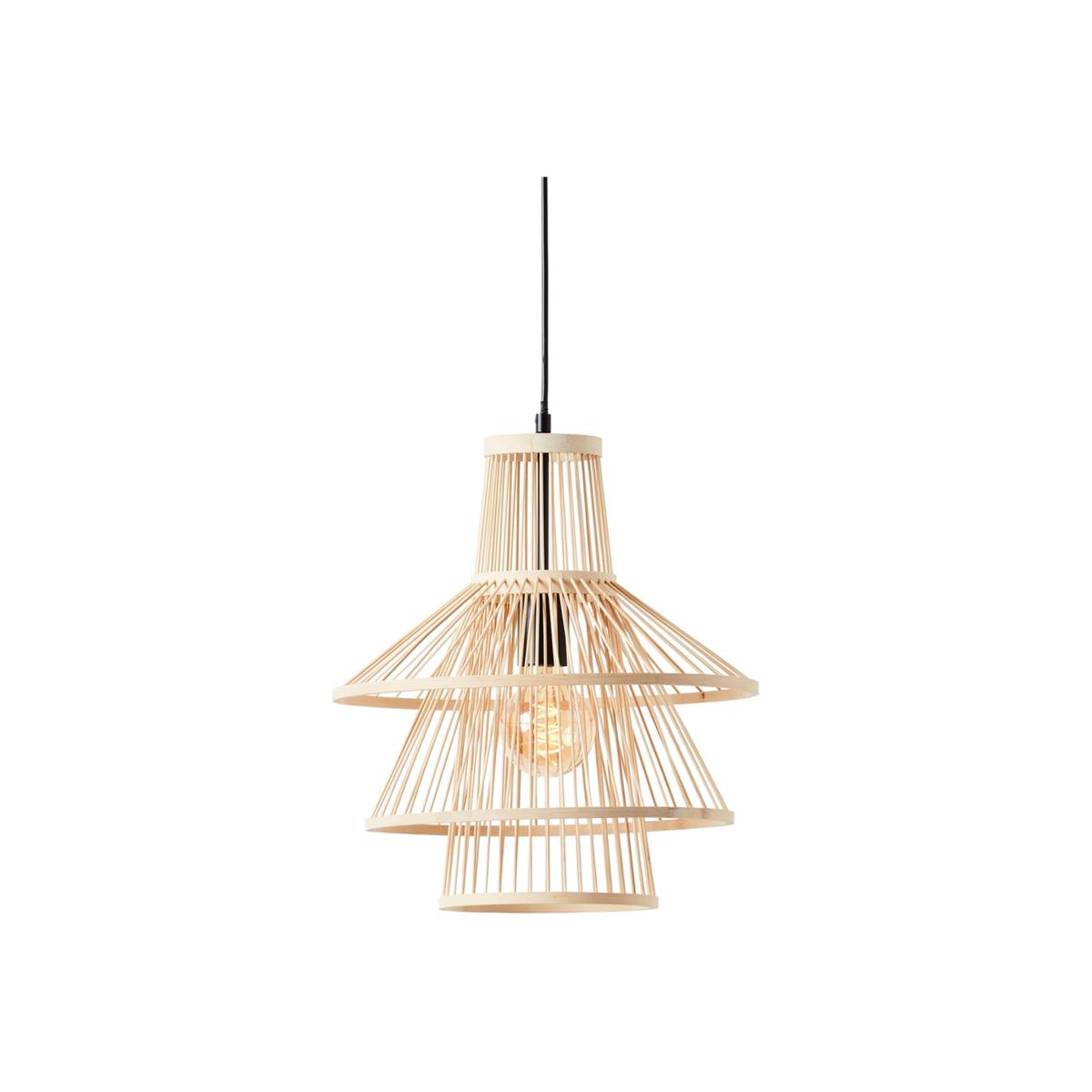 Minato Single Pendant Ceiling Lamp, Natural Bamboo, Matt Black - Matt Black – image 1