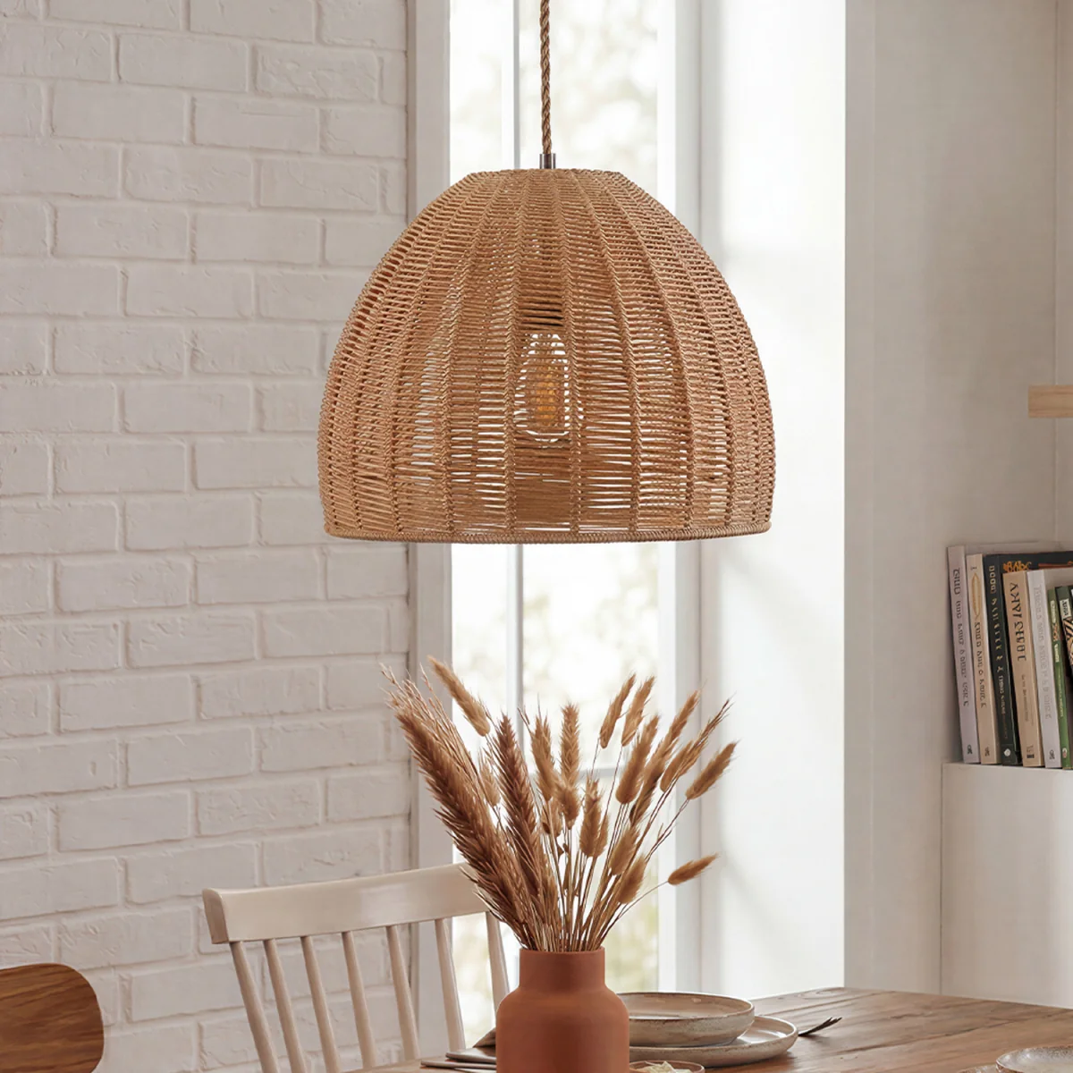 Ceiling Light Shade Pendant Woven Lampshade Natural Easy Fit - Grey – image 4