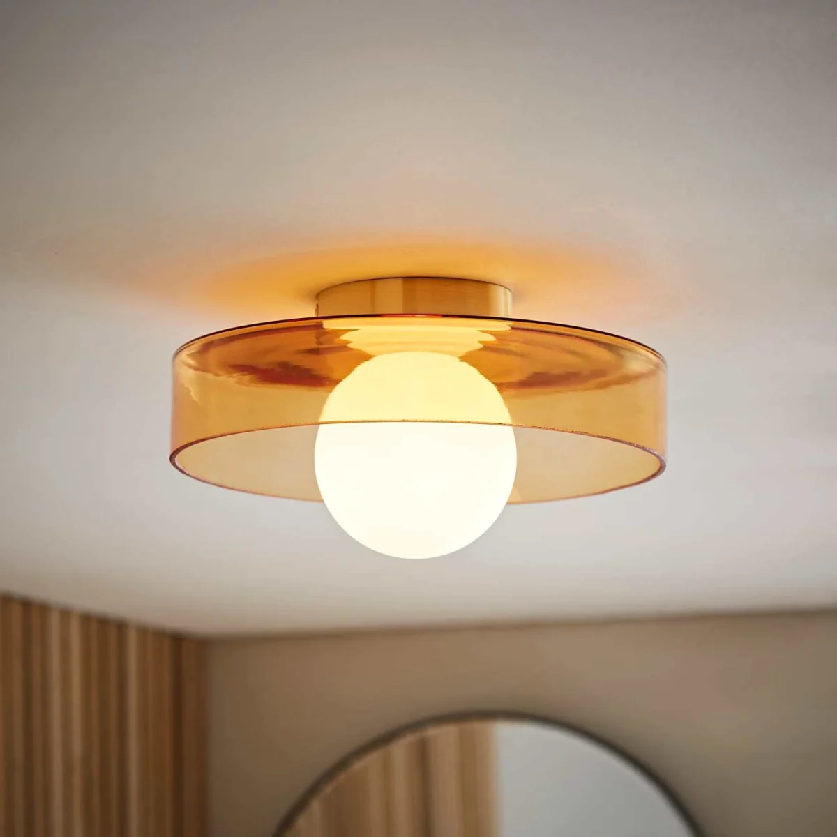 Newbury Glass IP44 Flush Ceiling Light - Green / Yes - Amber – image 2