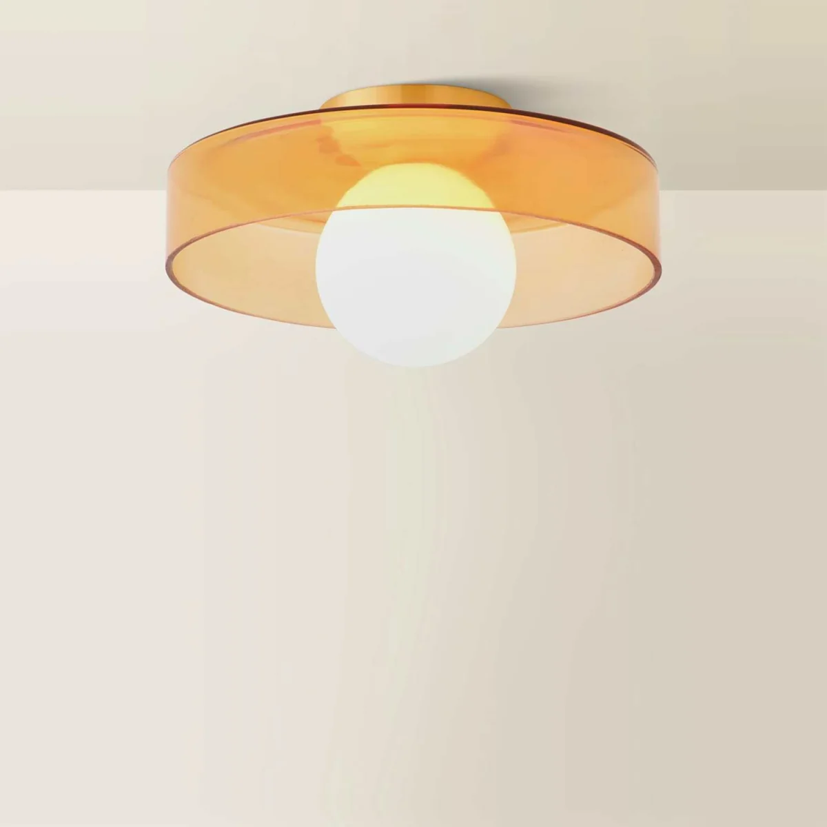 Newbury Glass IP44 Flush Ceiling Light - Green / Yes - Amber – image 4