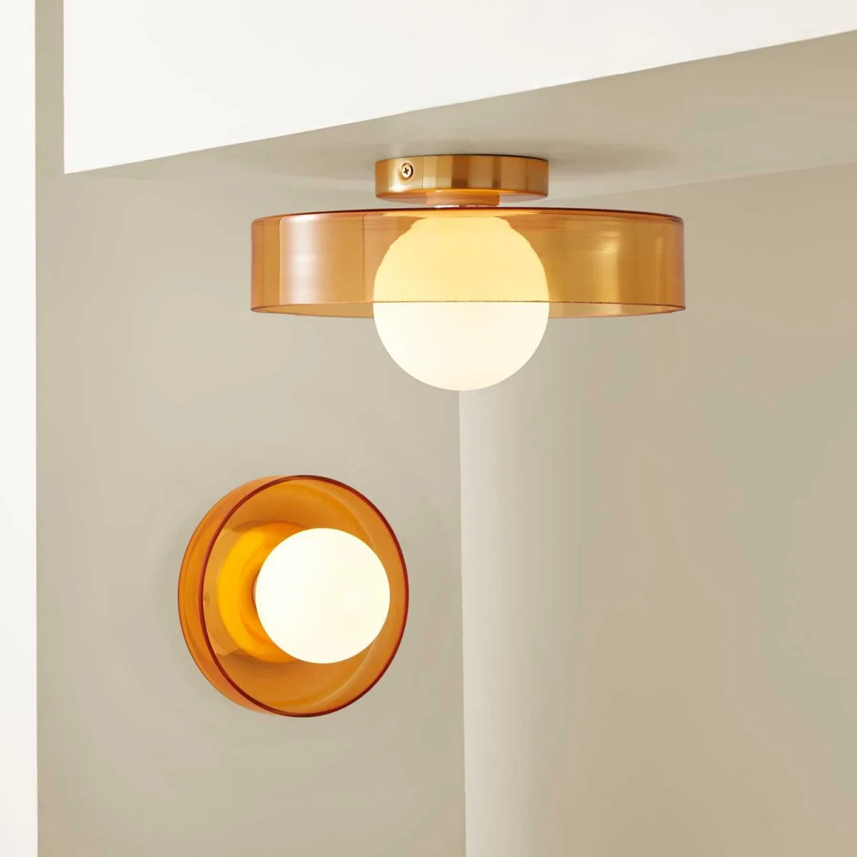 Newbury Glass IP44 Flush Ceiling Light - Green / Yes - Amber – image 7