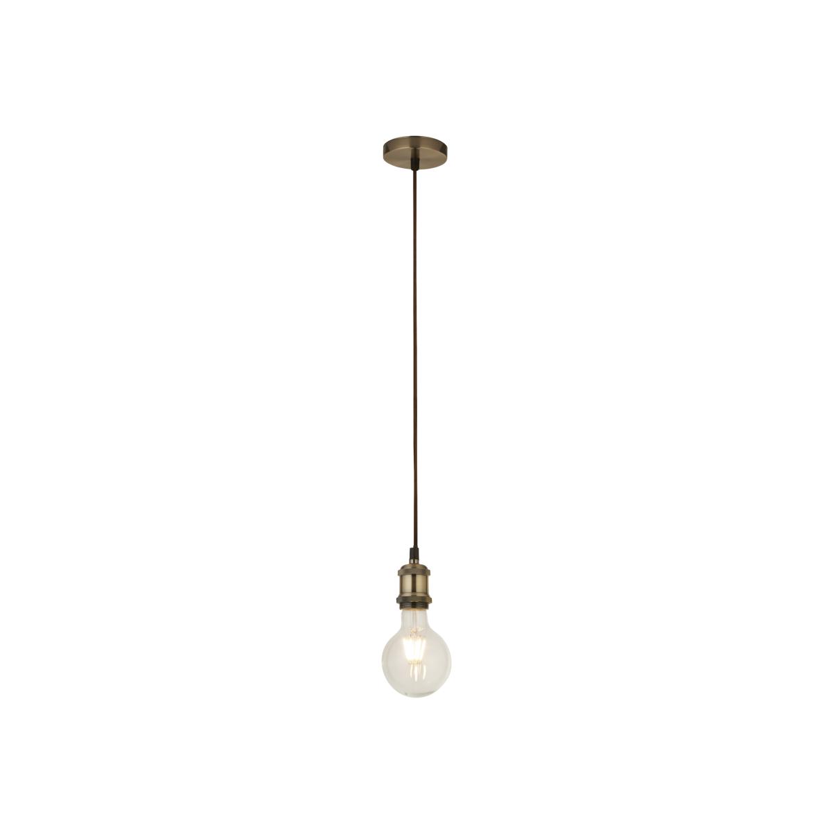 Dover Antique Brass Antique Brass 1Lt Cable Suspension - 3m Brown Cable - Antique – image 1