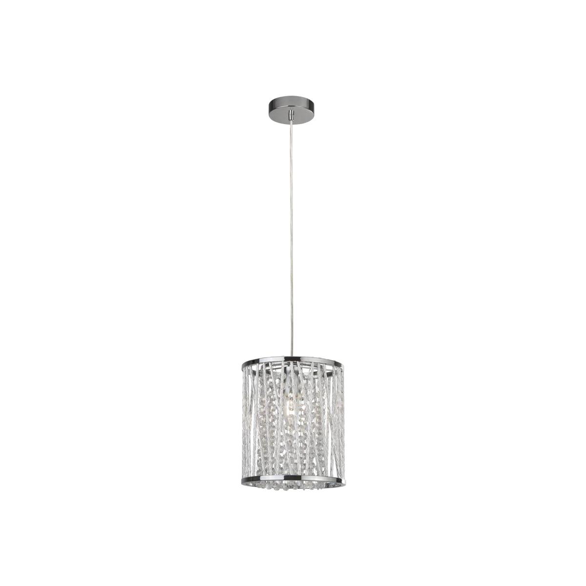 Elise 1 Light Pendant Chrome, Crystal Drops, E27 - Chrome