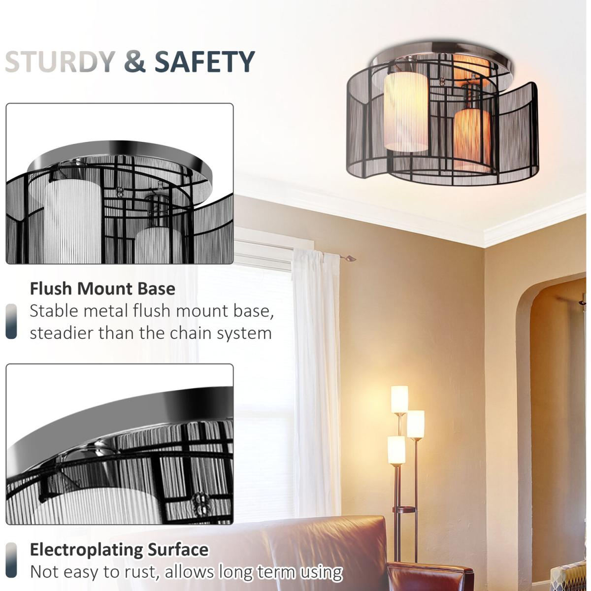 Modern Design Mini Style Flush Mount Ceiling Light - Black – image 7
