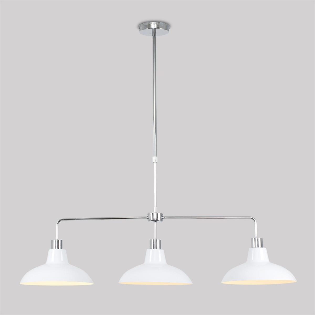 Huckleberry Silver Ceiling Light Low Hanging Pendant With White Shades - Silver – image 2