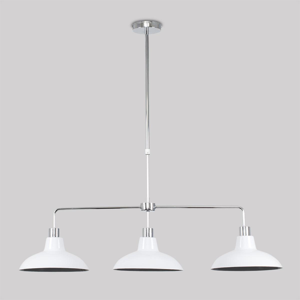 Huckleberry Silver Ceiling Light Low Hanging Pendant With White Shades - Silver – image 1