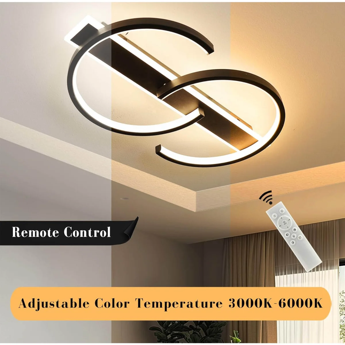 Ceiling Light Black Contemporary - Black – image 3