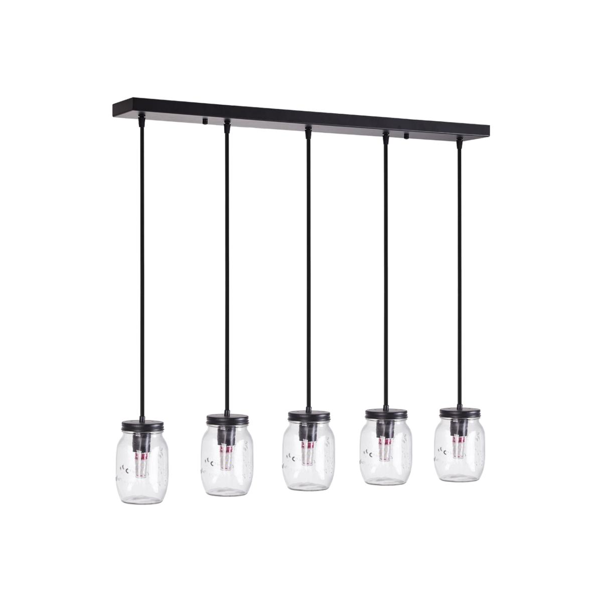 Black Pendant Light with Glass Lampshade - Black