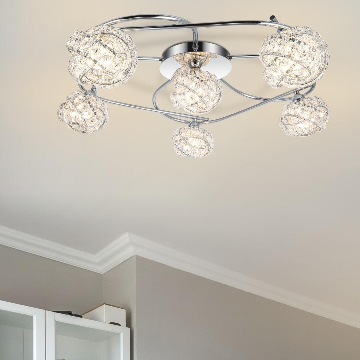 COSYLYTE Mirri 6 Light Glass Ceiling Light - Chrome