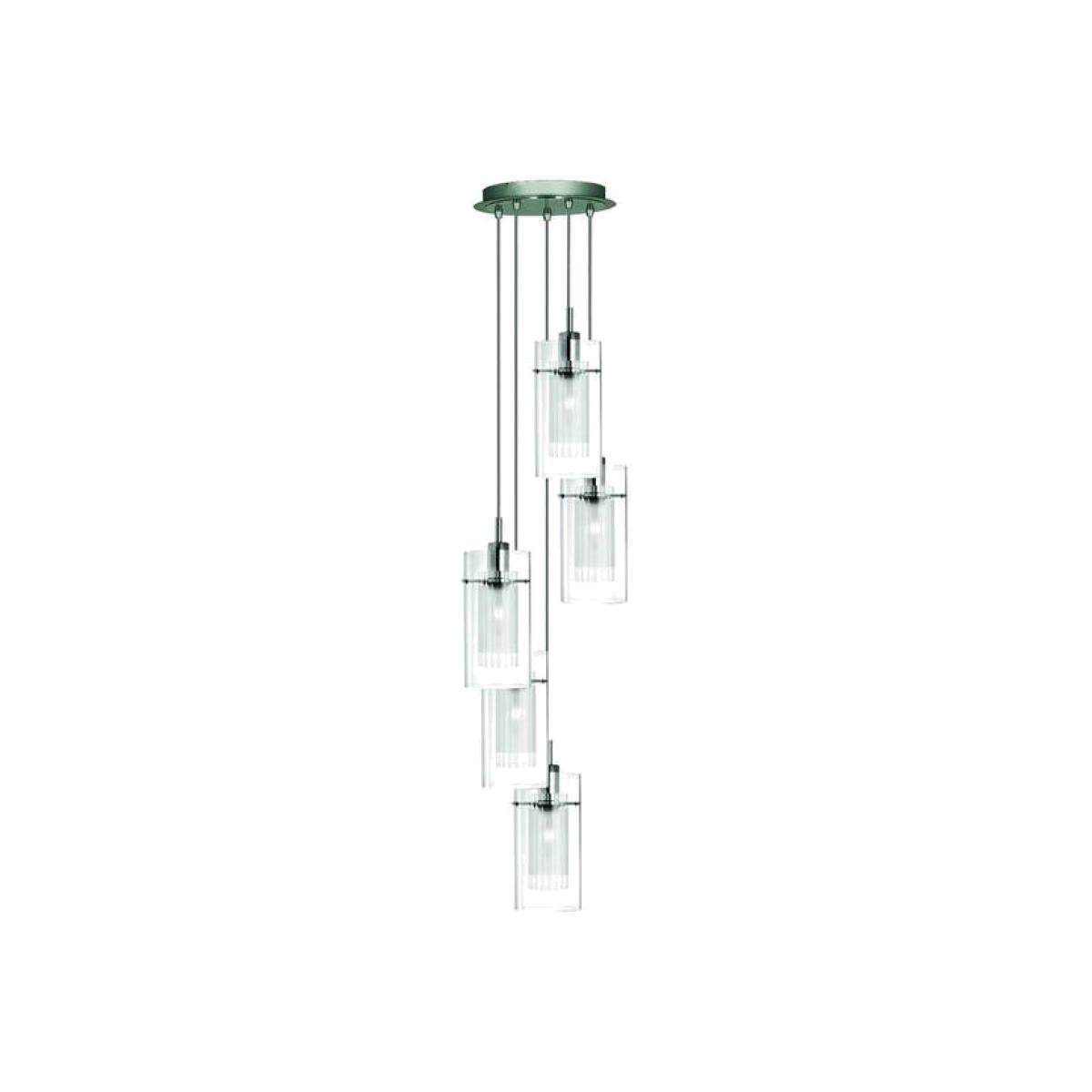 Duo 5 Light Spiral Cluster Pendant Chrome, Glass, E14 - Chrome