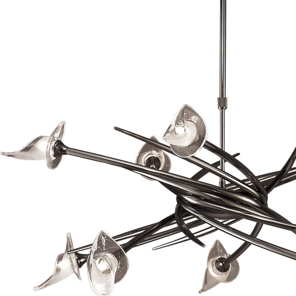 Flavia Ceiling Pendant Up-Down Round 10 Light G9, Black Chrome - Black Chrome – image 3