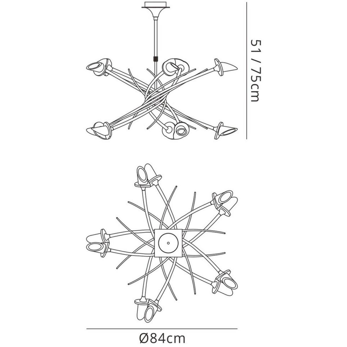 Flavia Ceiling Pendant Up-Down Round 10 Light G9, Black Chrome - Black Chrome – image 4