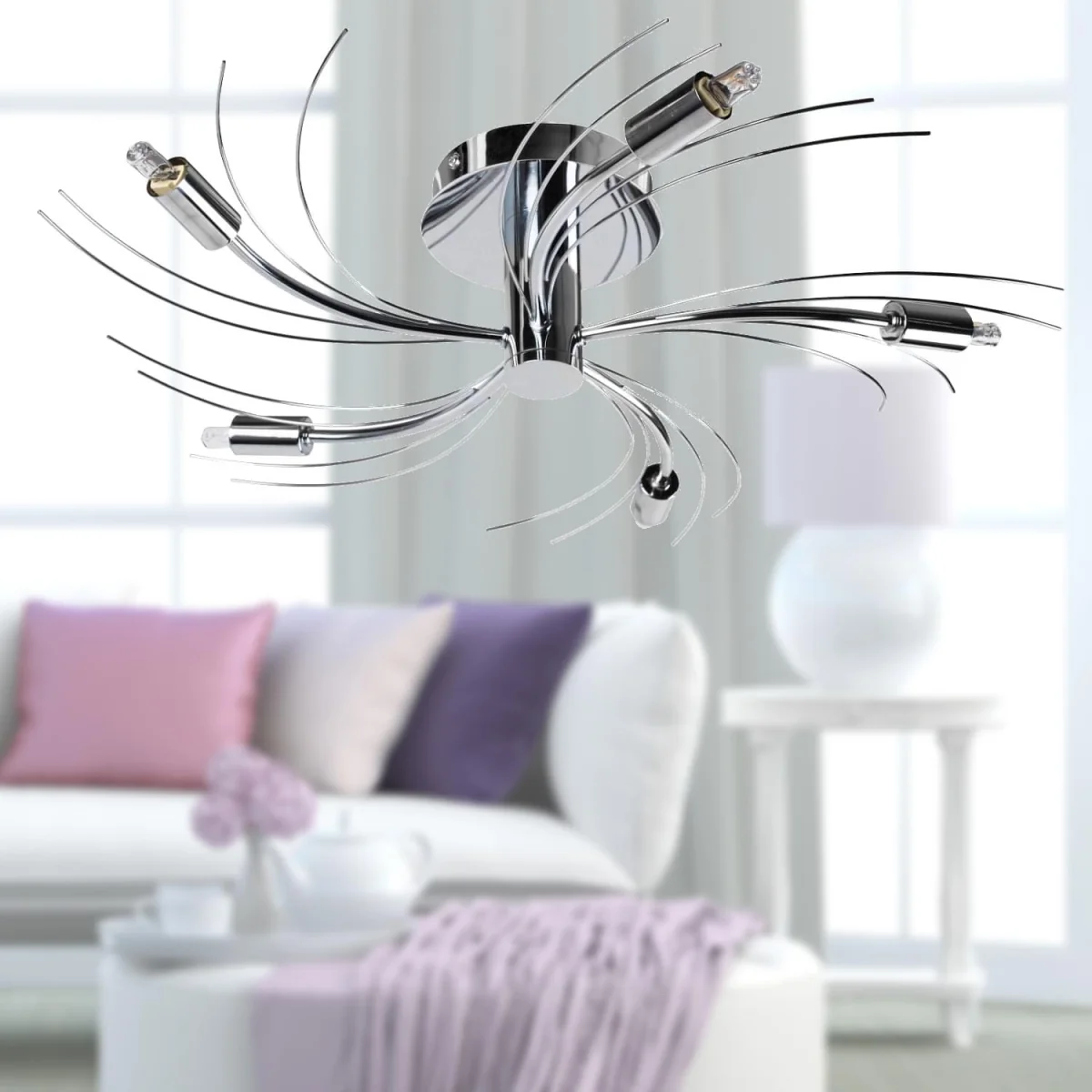 Set Of 2 Swirl 5lt Flush Ceiling Lights - Polished Chrome Plate – image 7