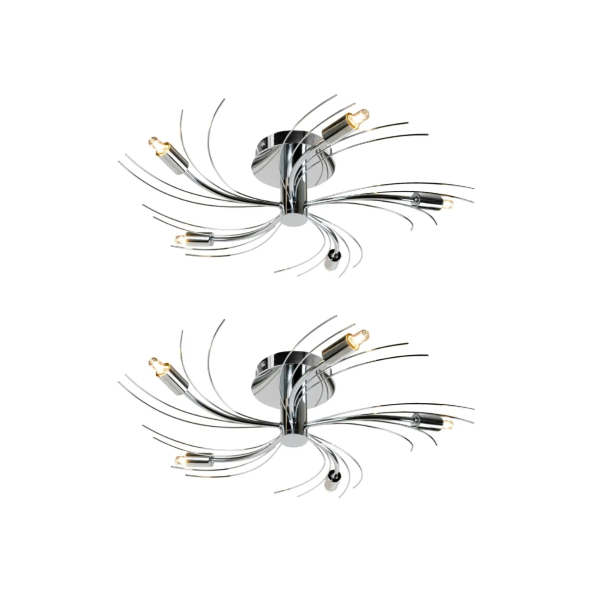 Set Of 2 Swirl 5lt Flush Ceiling Lights - Polished Chrome Plate – image 1