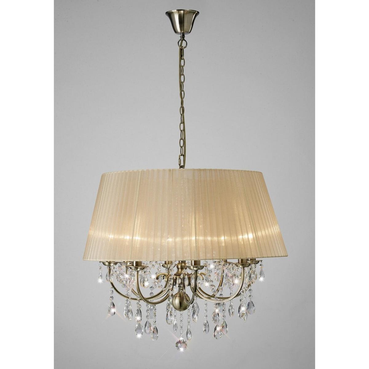 Olivia Ceiling Pendant with Bronze Shade 8 Light Antique Brass, Crystal - Antique Brass – image 2