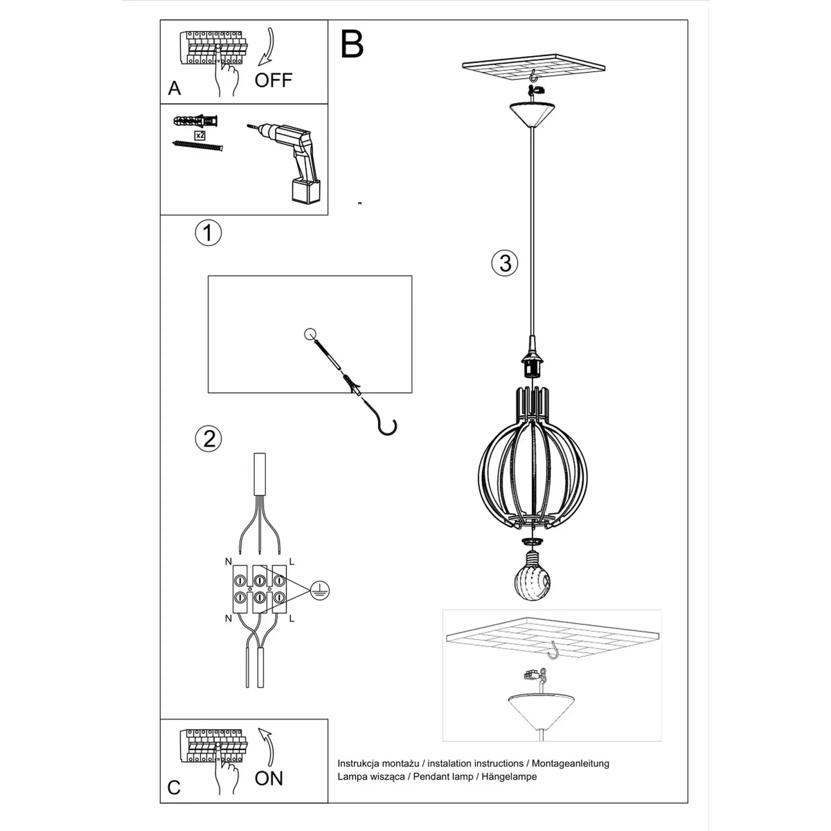 Pendant lamp ARANCIA natural wood - natural wood – image 8
