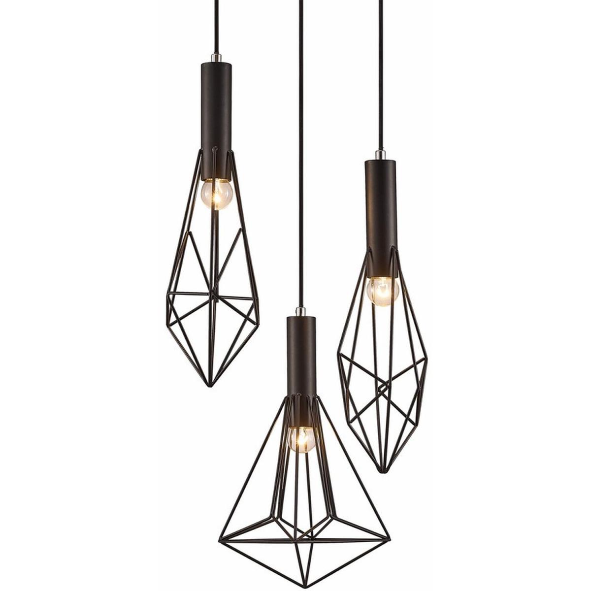 Kristoff Ceiling Cluster Pendant Cluster Cage 3 Light E27 Black - Black – image 3