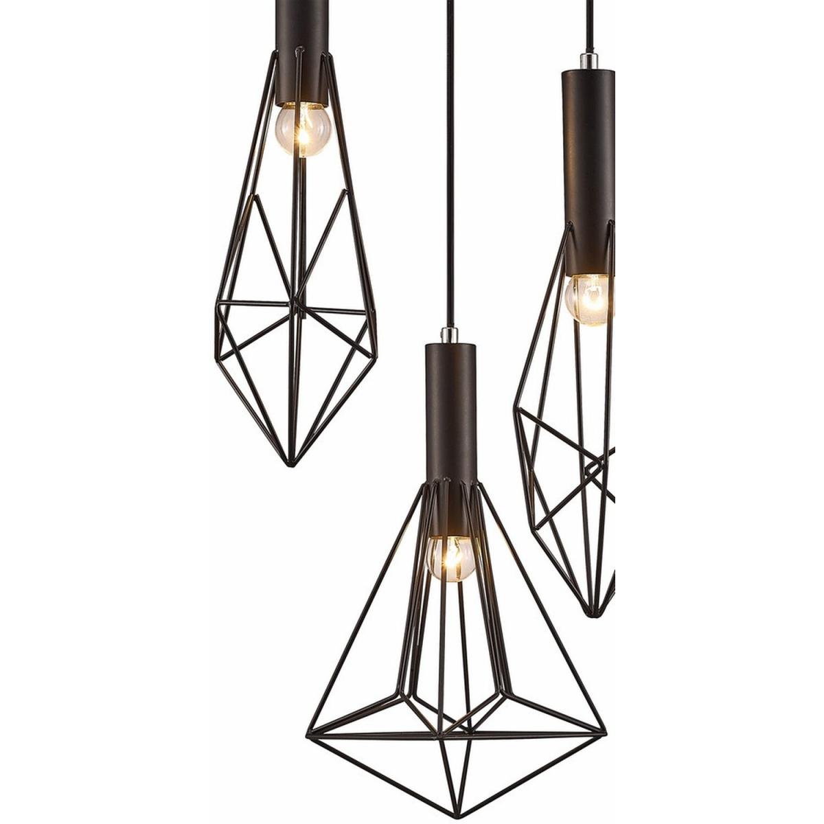Kristoff Ceiling Cluster Pendant Cluster Cage 3 Light E27 Black - Black – image 4
