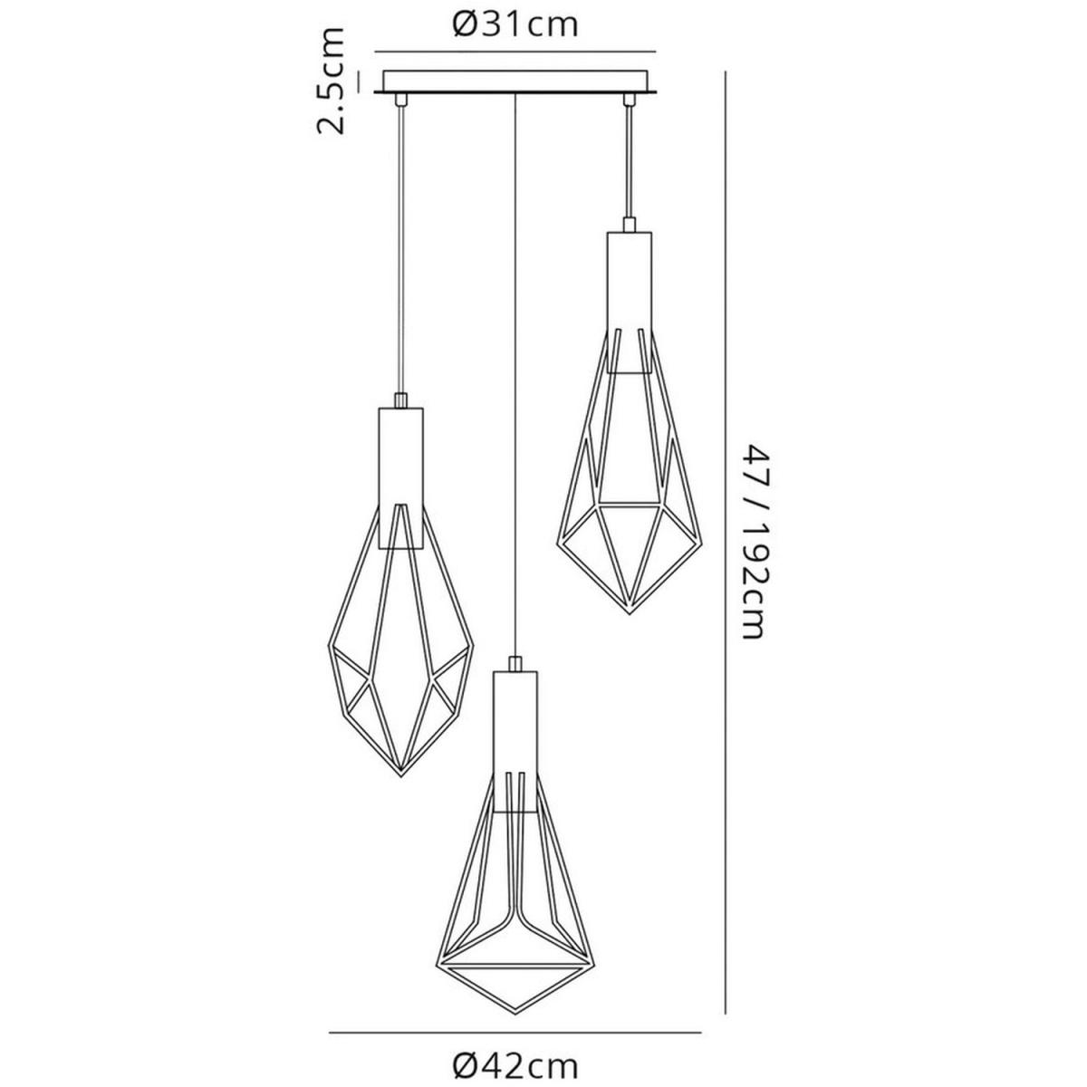 Kristoff Ceiling Cluster Pendant Cluster Cage 3 Light E27 Black - Black – image 5