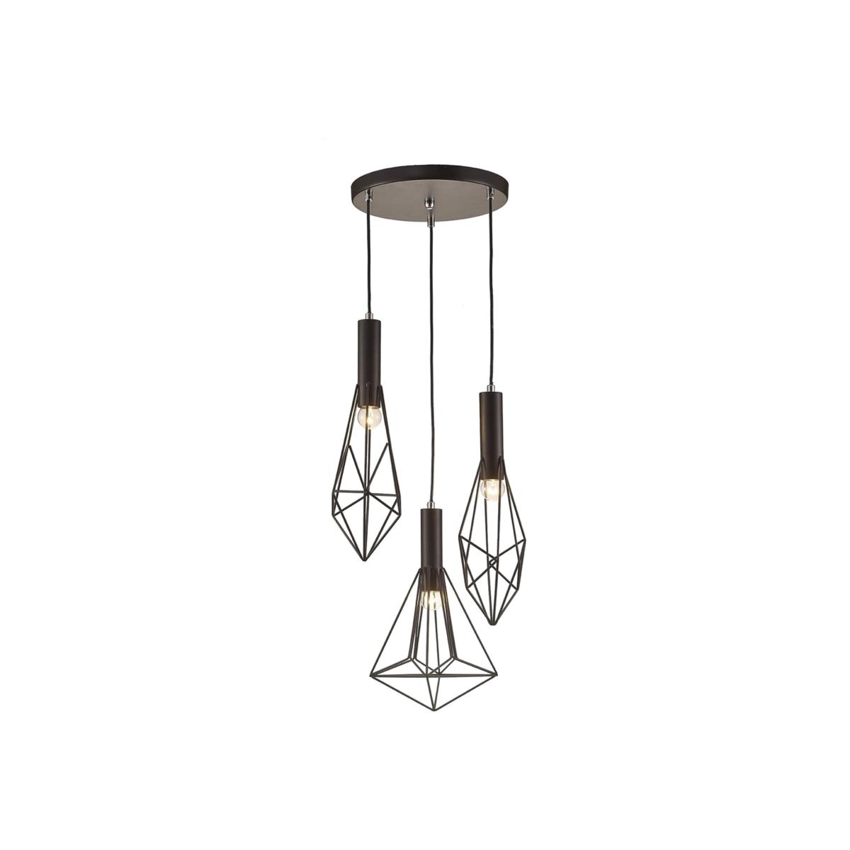 Kristoff Ceiling Cluster Pendant Cluster Cage 3 Light E27 Black - Black – image 1