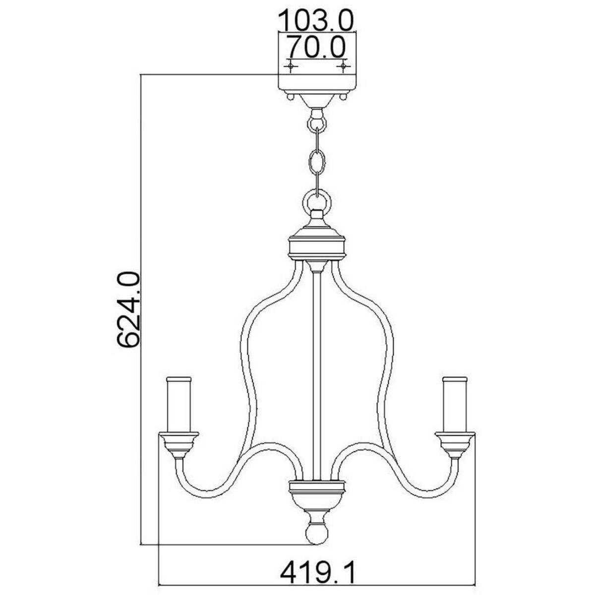 Hartsville Chandelier 3 Light Beachwood Finish, E14 - Chalk Washed – image 2