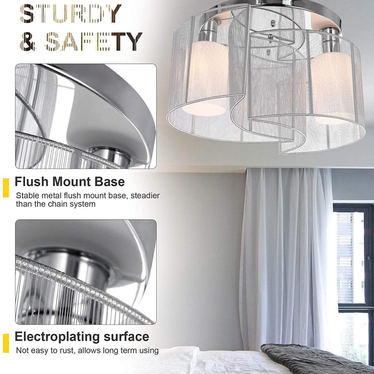 Metal Celling Chandelier Light - Silver – image 7