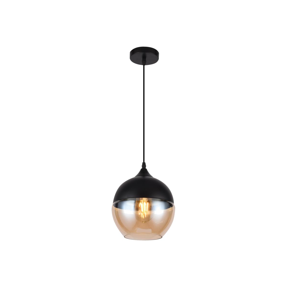 CGC LENDER Black with Gold Smoked Glass Round Globe Pendant Ceiling Light - black – image 1