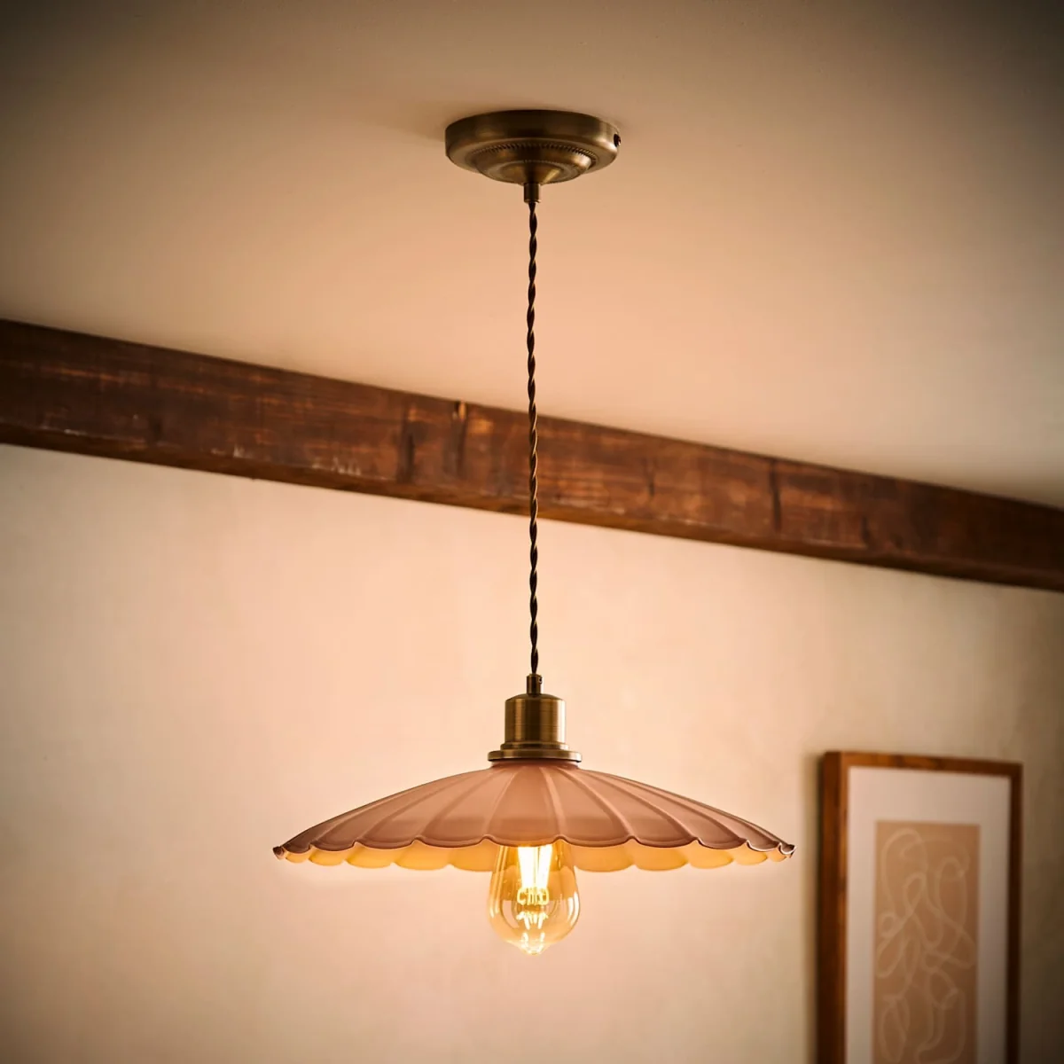 ValueLights Holborn Scallop Pendant Ceiling Light - Pink / 0.75kg / 10W – image 5