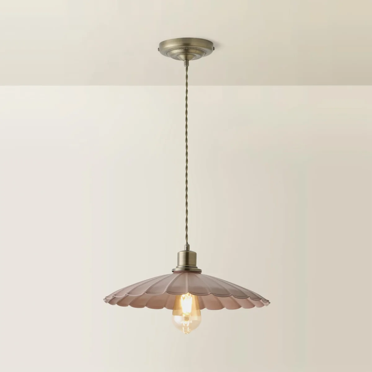 ValueLights Holborn Scallop Pendant Ceiling Light - Pink / 0.75kg / 10W – image 1
