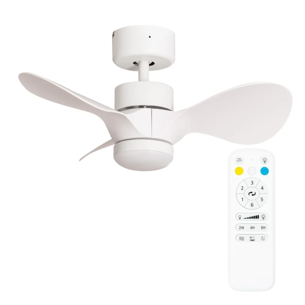 Matte White 24" 3 Blade Ceiling Light Fan with Remote Control - White – image 2