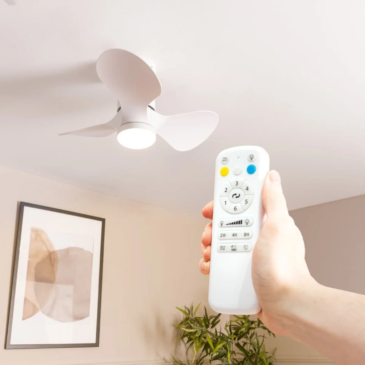 Matte White 24" 3 Blade Ceiling Light Fan with Remote Control - White – image 3