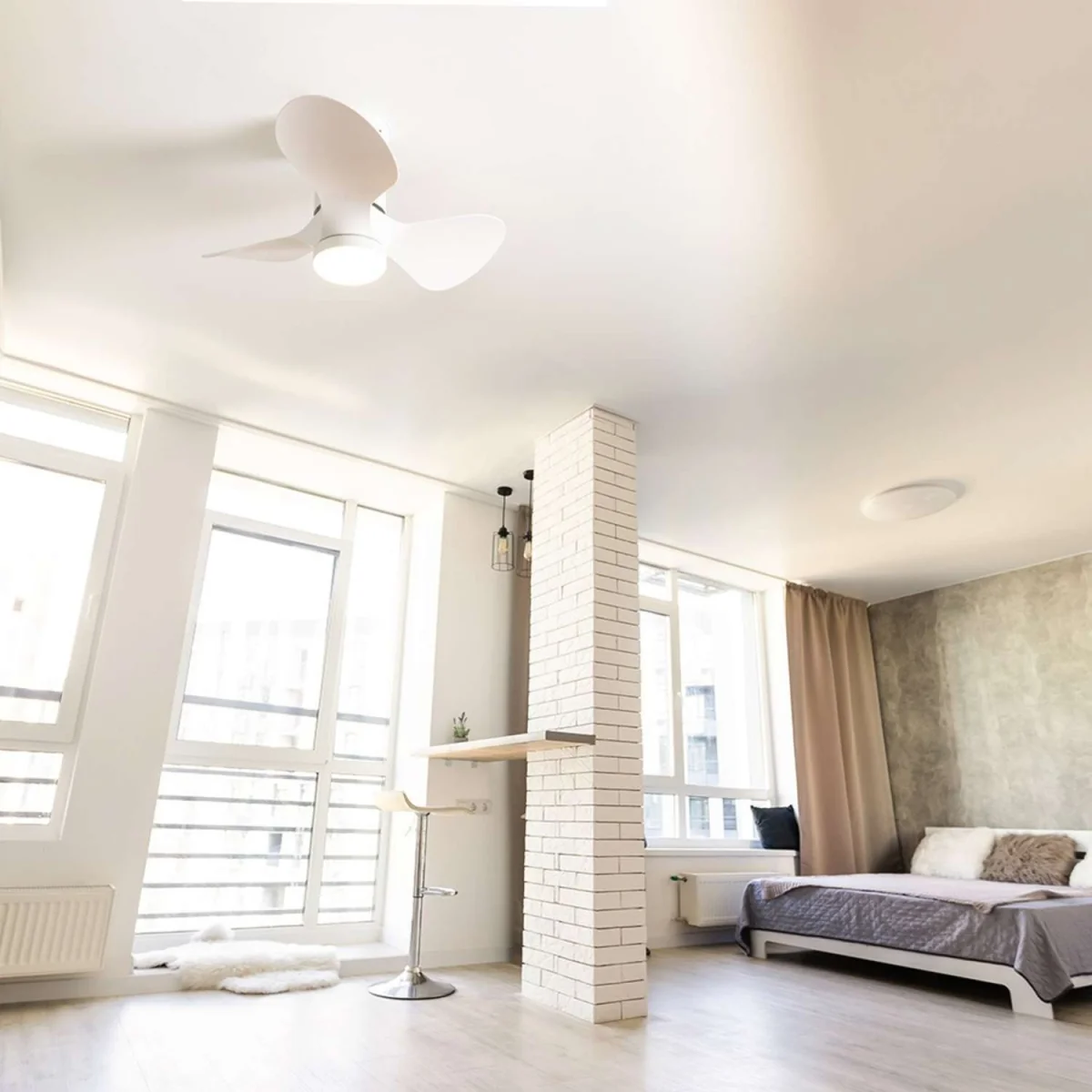 Matte White 24" 3 Blade Ceiling Light Fan with Remote Control - White – image 1