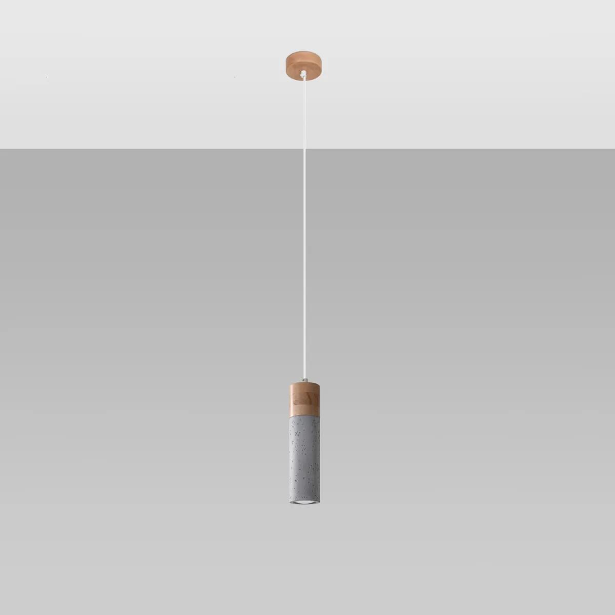 Pendant lamp ZANE 1 grey - grey/natural wood – image 2