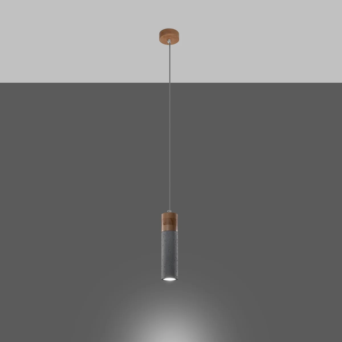 Pendant lamp ZANE 1 grey - grey/natural wood – image 3