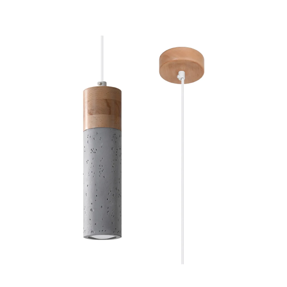 Pendant lamp ZANE 1 grey - grey/natural wood – image 1