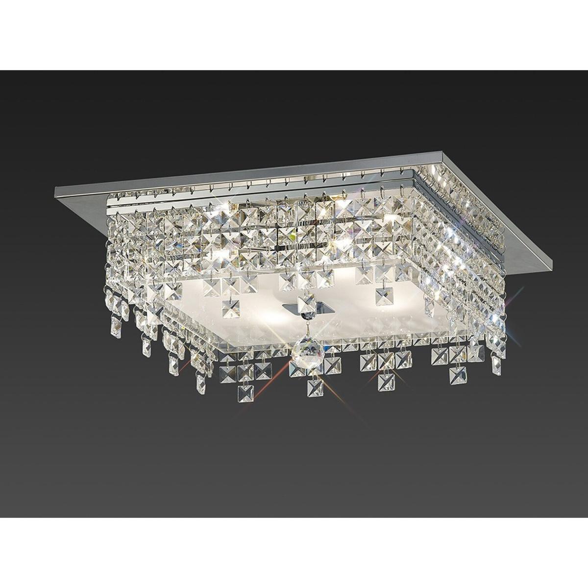 Esta Flush Ceiling Square 4 Light Polished Chrome, Glass, Crystal - Polished Chrome – image 2