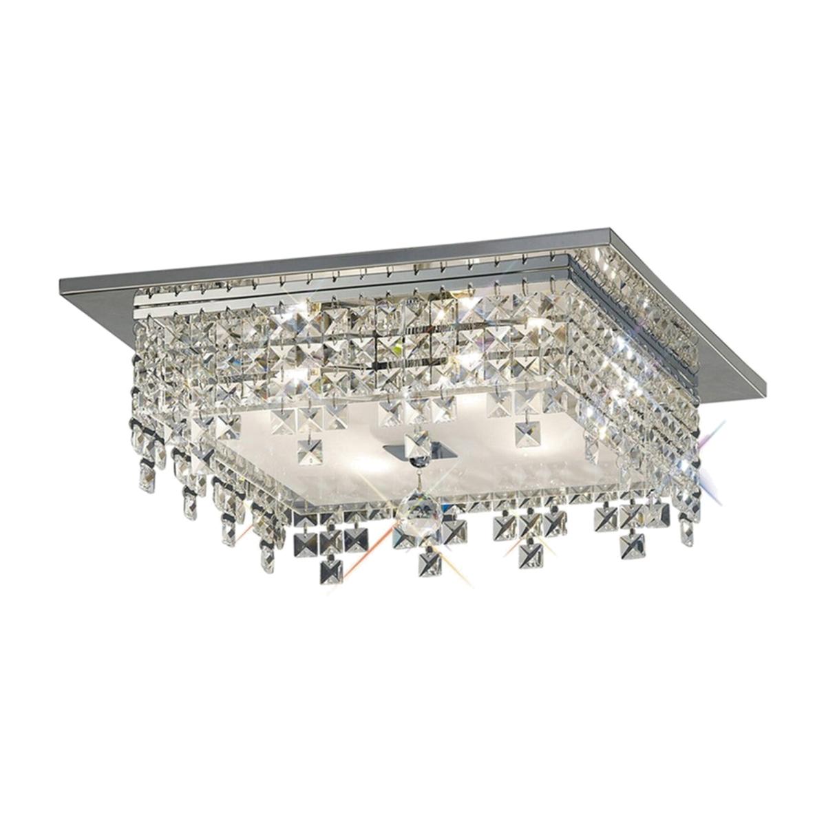 Esta Flush Ceiling Square 4 Light Polished Chrome, Glass, Crystal - Polished Chrome – image 1
