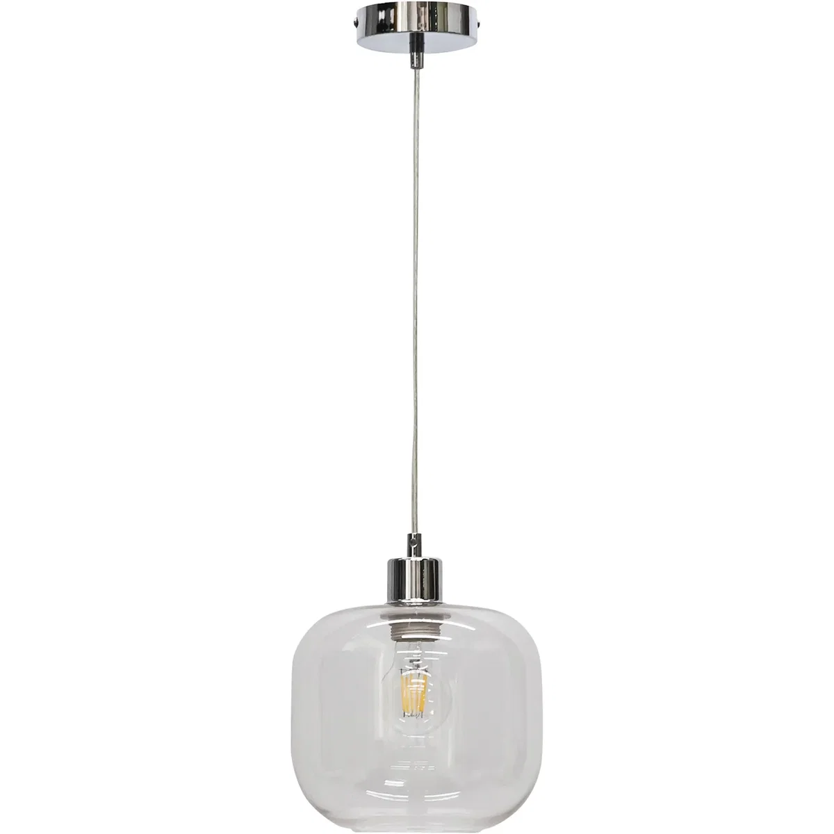 Set Of 2 Bletch Clear Glass With Chrome Pendant Fittings - Chrome & Clear – image 2