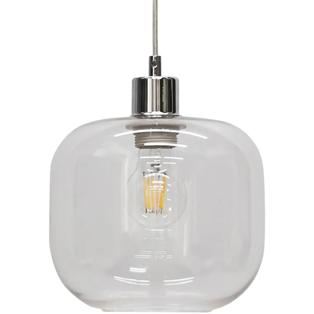 Set Of 2 Bletch Clear Glass With Chrome Pendant Fittings - Chrome & Clear – image 3