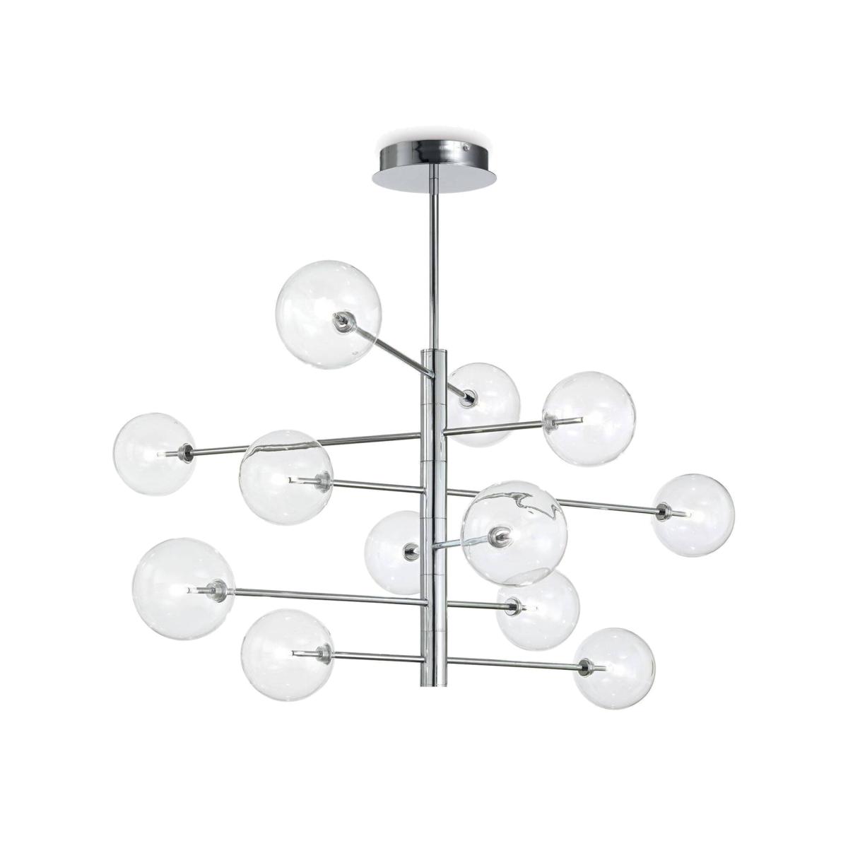Equinoxe 12 Light Multi Arm Ceiling Pendant Light - Chrome