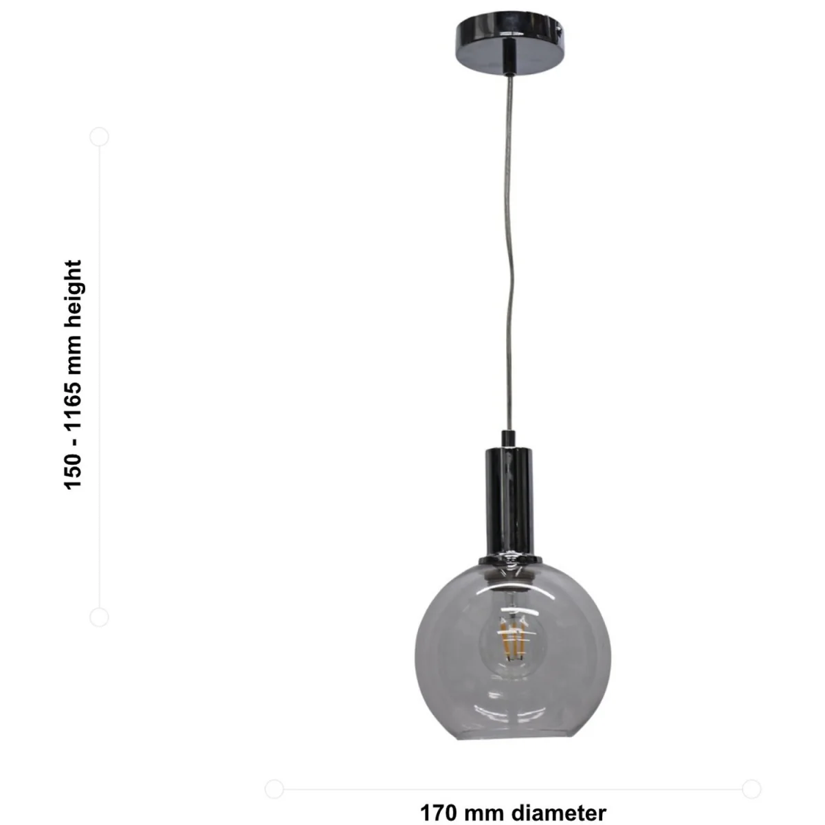 Barnum Ceiling Single Pendant Light - Clear Glass With Polished Chrome Plate Detail – image 5