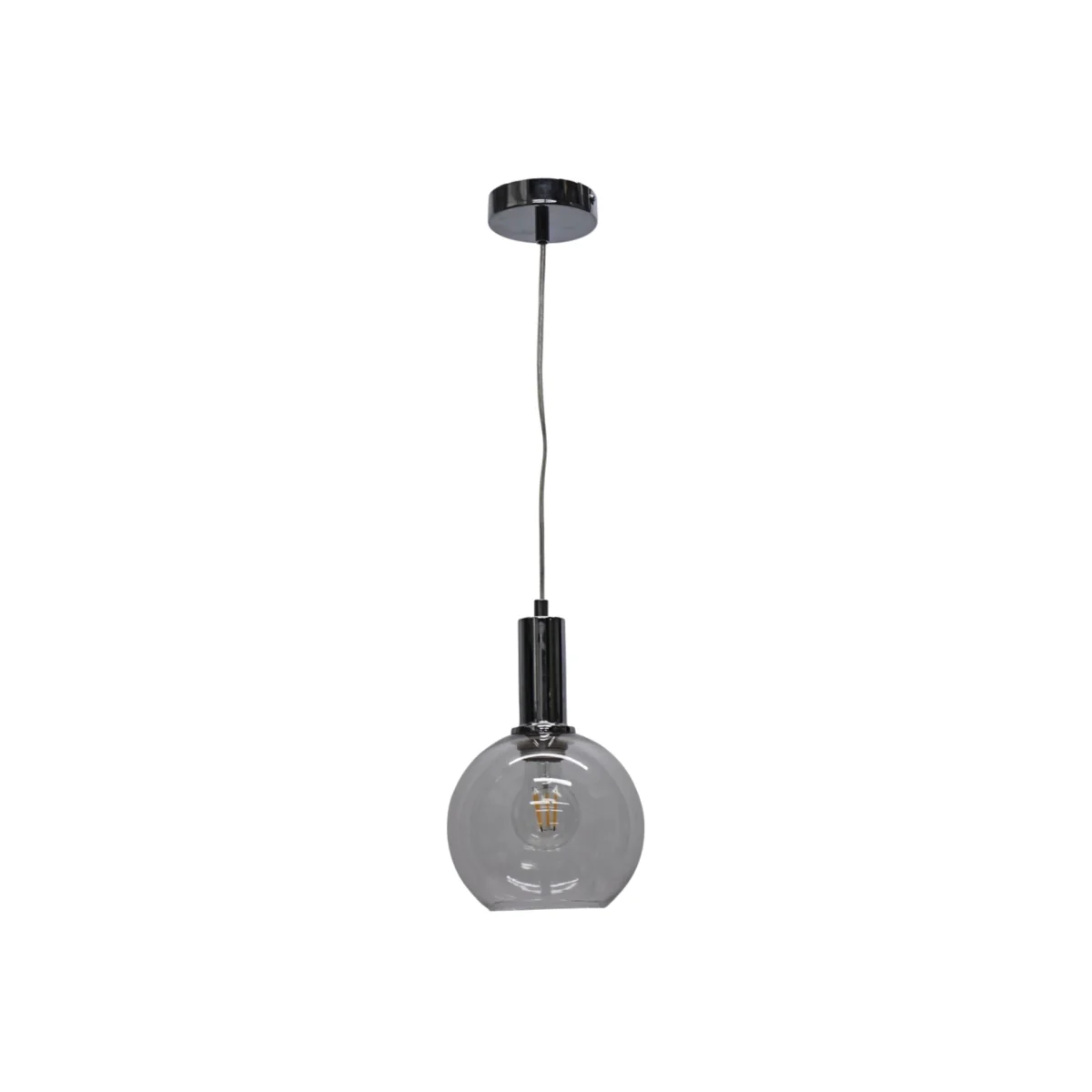 Barnum Ceiling Single Pendant Light - Clear Glass With Polished Chrome Plate Detail – image 1