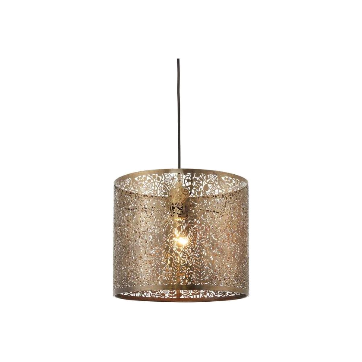 Secret Garden Floral Leaves Cylindrical Ceiling Pendant Light Antique Brass - Antique Brass / 30cm
